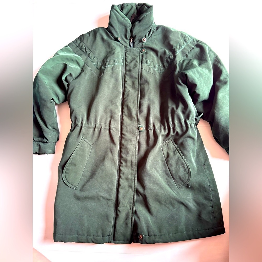 90s Vintage Green Puffer Coat Womens Small